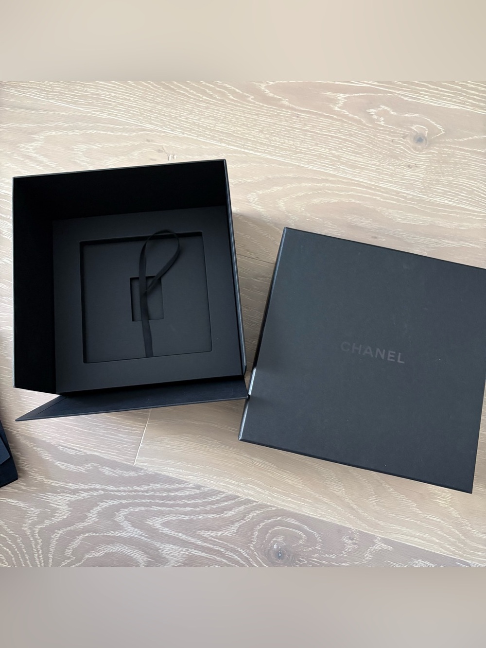 CHANEL Black Presentation Gift Box with Ribbon Insert
